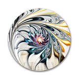 Designart 'White Stained Glass Floral Art' Modern Mirror - Contemporary Oval or Round Wall Mirror - 32x32