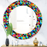 Designart 'Triangular Colourfields 1' Modern Mirror - Oval or Round Wall Mirror