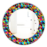 Designart 'Triangular Colourfields 1' Modern Mirror - Oval or Round Wall Mirror