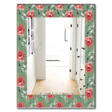 Designart 'Green Flowers 1' Traditional Mirror - Oval or Round Wall Mirror
