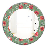 Designart 'Green Flowers 1' Traditional Mirror - Oval or Round Wall Mirror