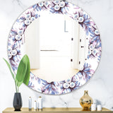 Designart 'Purple Bloom 1' Traditional Mirror - Oval or Round Bathroom Mirror