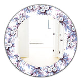 Designart 'Purple Bloom 1' Traditional Mirror - Oval or Round Bathroom Mirror