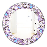 Designart 'Purple Bloom 4' Traditional Mirror - Oval or Round Bathroom Mirror
