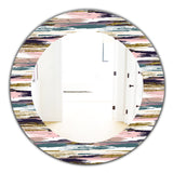 Designart 'Gold Glitter Textured Brush Strokes and Stripes' Modern Mirror - Oval or Round Wall Mirror