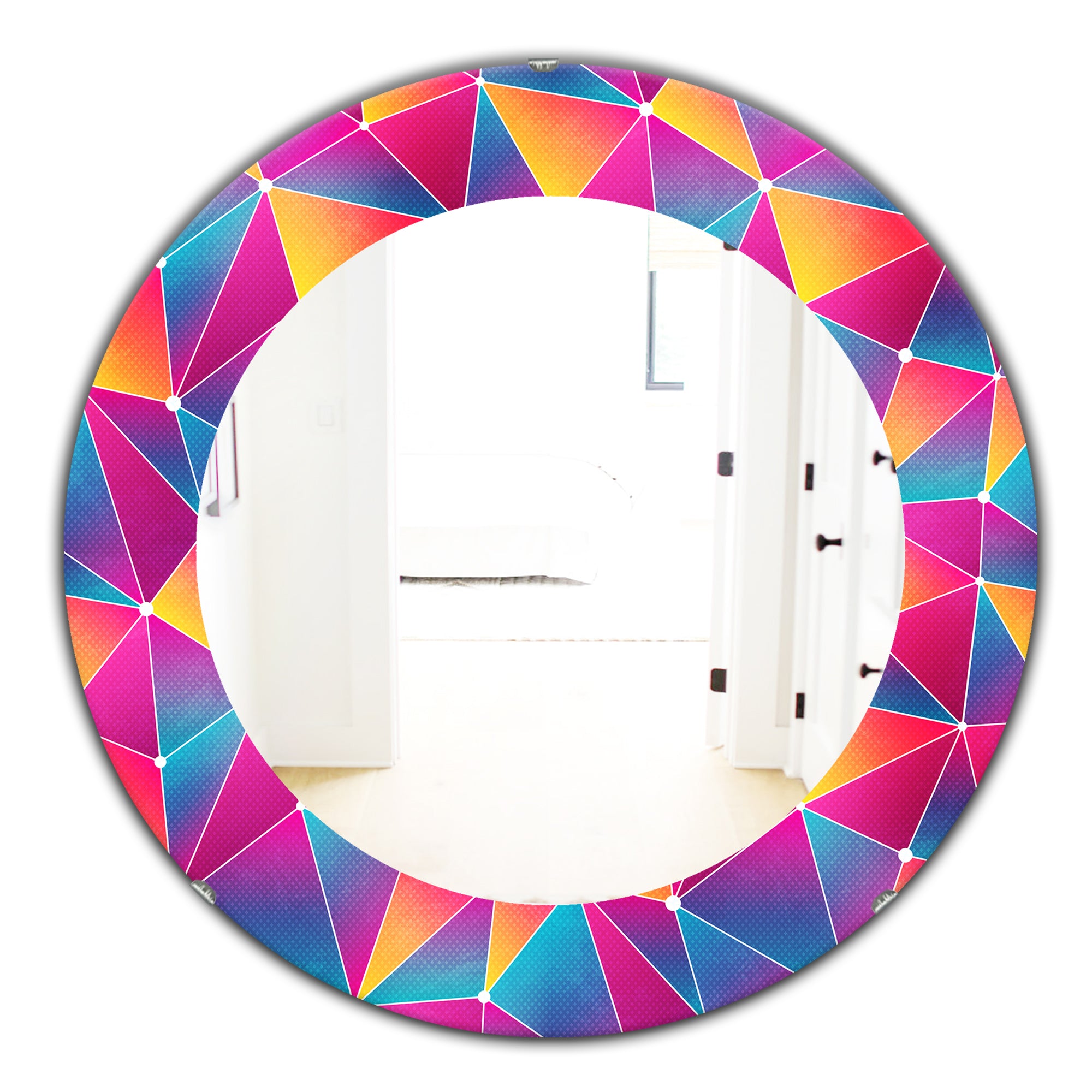 Designart 'Bright Triangle With Grunge Effect' Modern Mirror - Oval or Round Wall Mirror