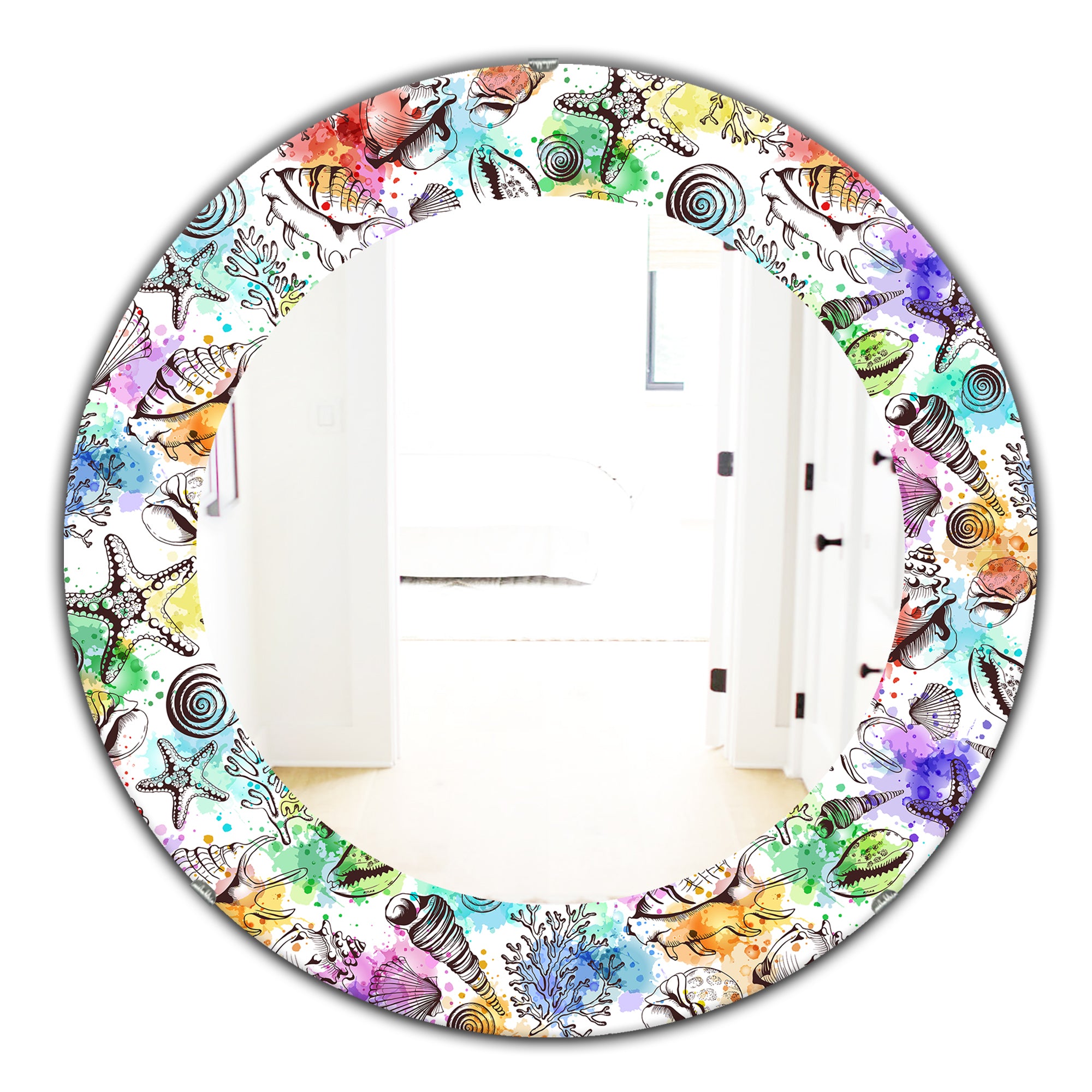 Designart 'Costal Creatures 6' Traditional Mirror - Oval or Round Wall Mirror