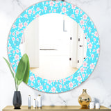 Designart 'Flower Pattern' Modern Mirror - Oval or Round Wall Mirror