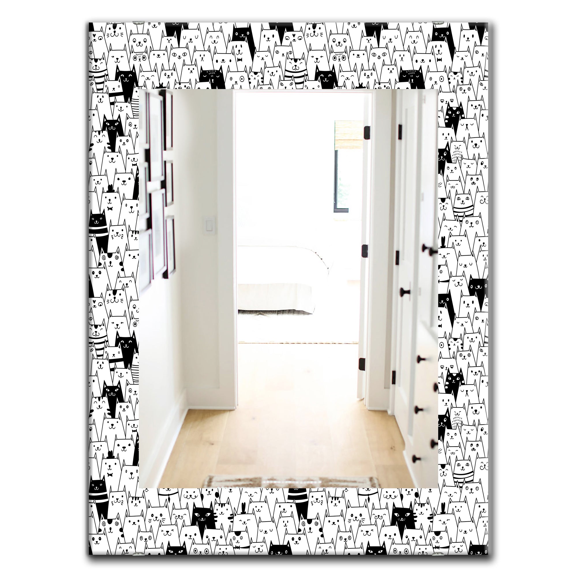 Designart 'Cats Pattern' Modern Mirror - Oval or Round Wall Mirror