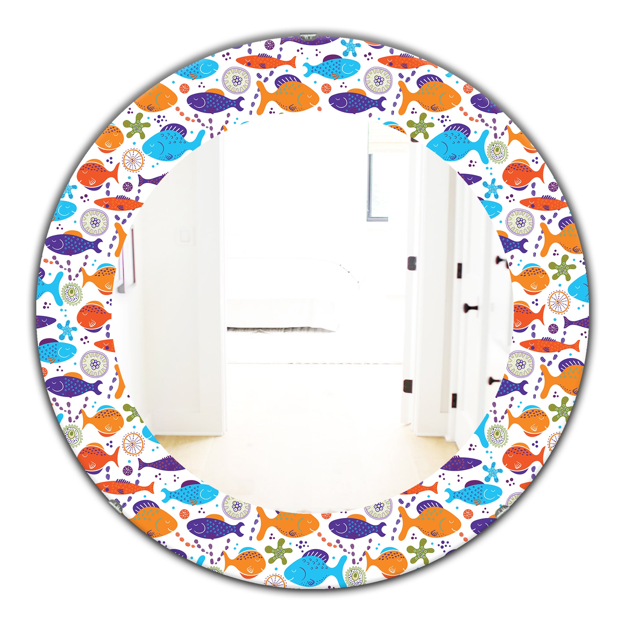 Designart 'Costal Creatures 7' Traditional Mirror - Oval or Round Wall Mirror