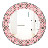 Designart 'Pink Spheres 3' Bohemian and Eclectic Mirror - Oval or Round Wall Mirror