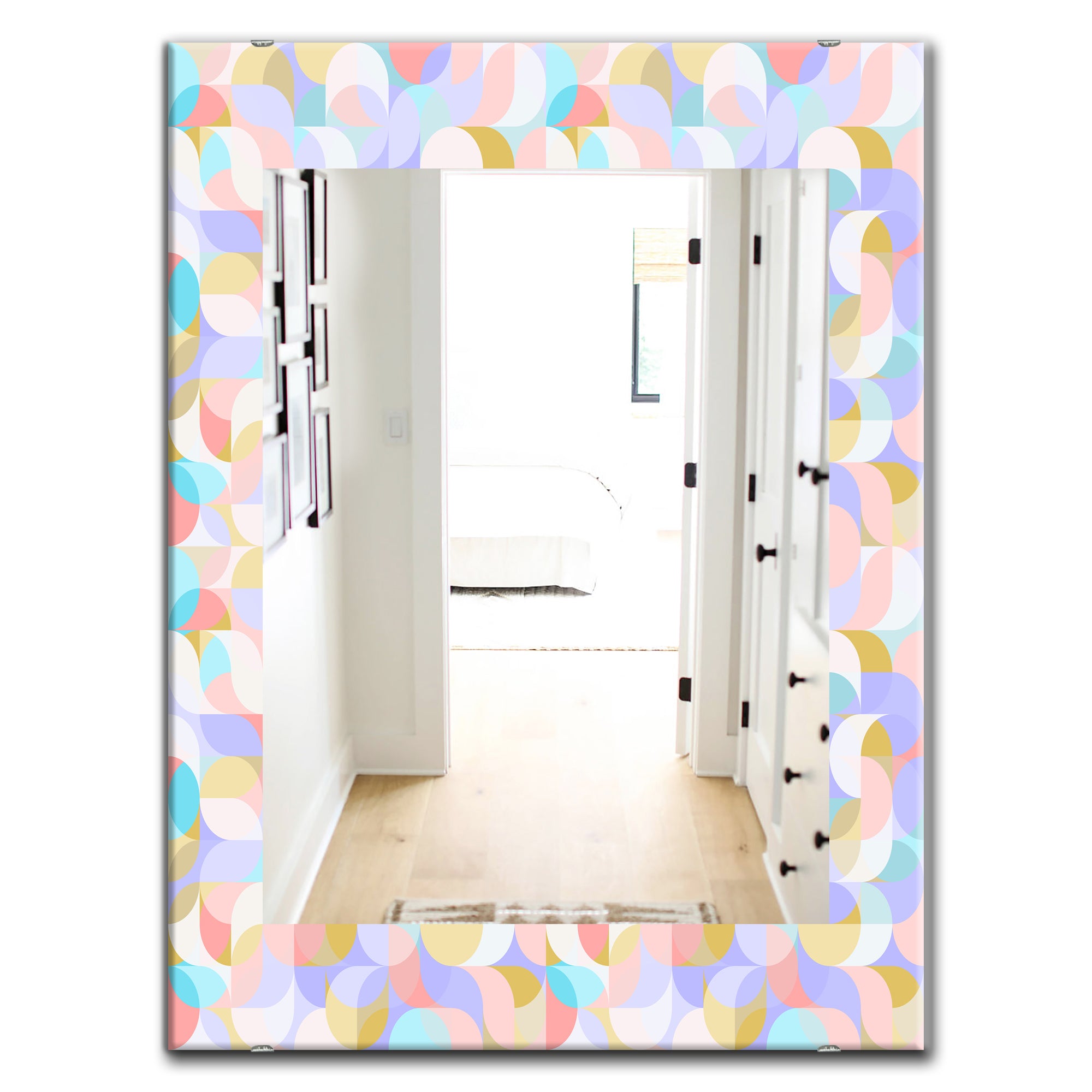 Designart 'Pastel Dreams 3' Modern Mirror - Oval or Round Wall Mirror
