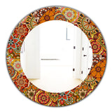 Designart 'Pattern Tile With Mandalas' Bohemian and Eclectic Mirror - Oval or Round Wall Mirror