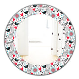 Designart 'Colorful Floral Pattern II' Modern Mirror - Oval or Round Wall Mirror