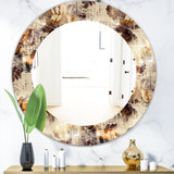 Designart 'Leaves and Spots Pattern' Modern Mirror - Oval or Round Wall Mirror