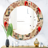 Designart 'Japanese Geishas and Dragons' Bohemian and Eclectic Mirror - Oval or Round Wall Mirror