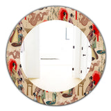 Designart 'Japanese Geishas and Dragons' Bohemian and Eclectic Mirror - Oval or Round Wall Mirror