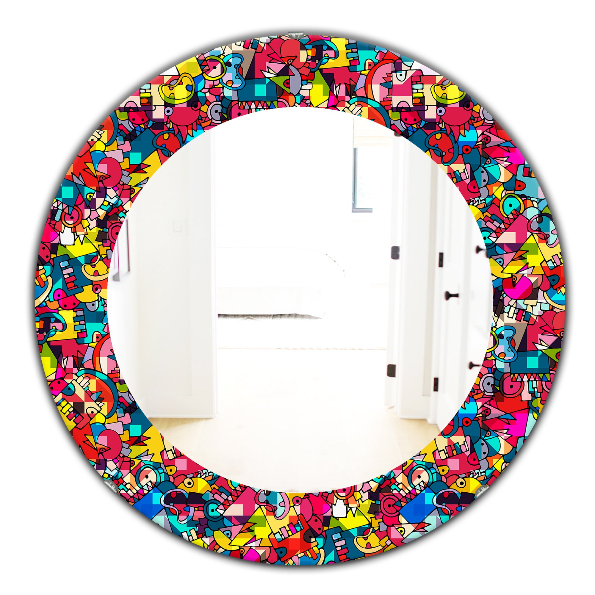 Designart 'Kids Geometric' Modern Mirror - Oval or Round Wall Mirror