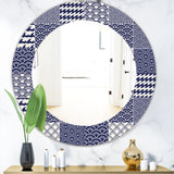 Designart 'Japanese Ocean Wave Pattern' Traditional Mirror - Oval or Round Wall Mirror