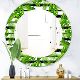 Designart 'Tropical Mood Foliage 14' Bohemian and Eclectic Mirror - Oval or Round Wall Mirror