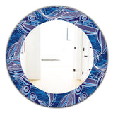 Designart 'Blue Pattern With Fantastic Fishes' Traditional Mirror - Oval or Round Wall Mirror