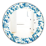Designart 'Triangular Colourfields 4' Modern Mirror - Oval or Round Wall Mirror