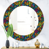 Designart 'Obsidian Bloom 11' Bohemian and Eclectic Mirror - Oval or Round Wall Mirror