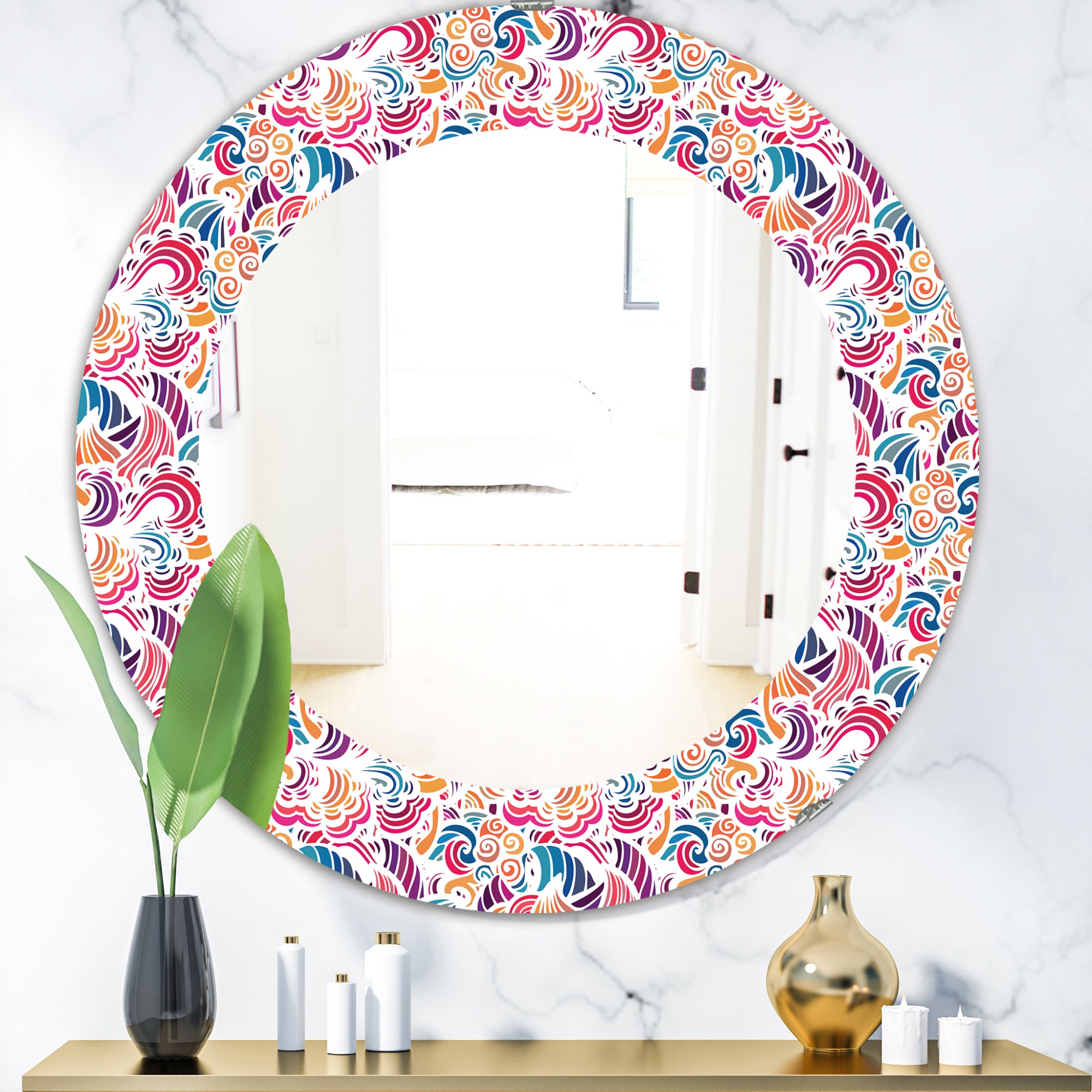 Designart 'Mosaic Pattern' Modern Mirror - Oval or Round Wall Mirror