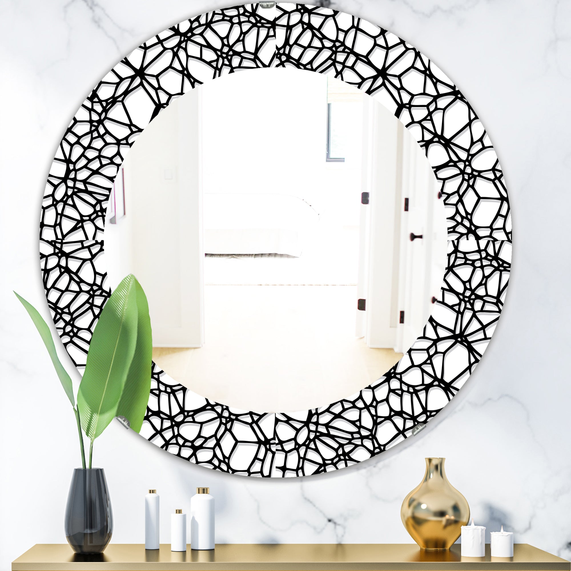 Designart 'Abstract Mosaic Pattern' Modern Mirror - Oval or Round Wall Mirror