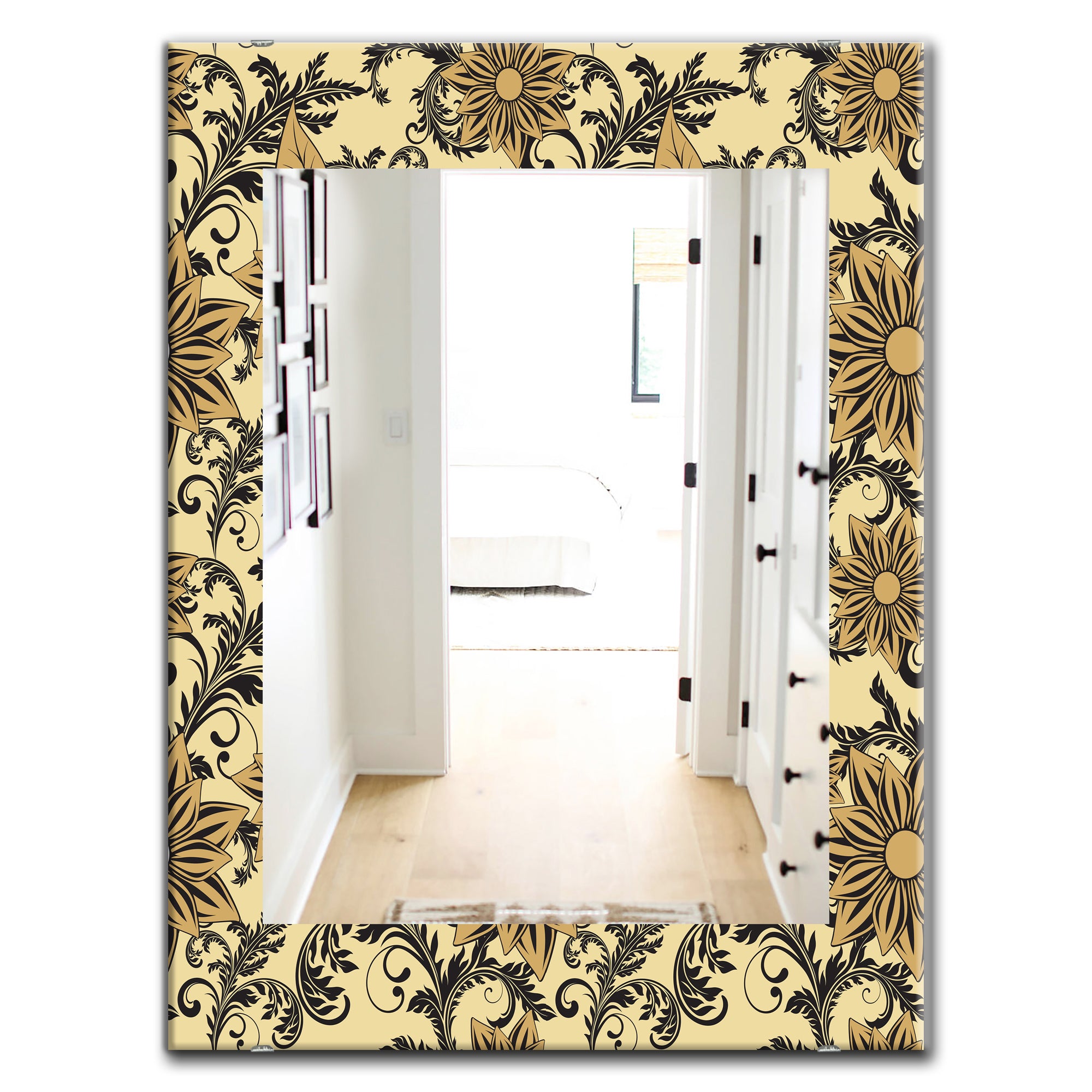 Designart 'Floral' Mid-Century Mirror - Oval or Round Wall Mirror