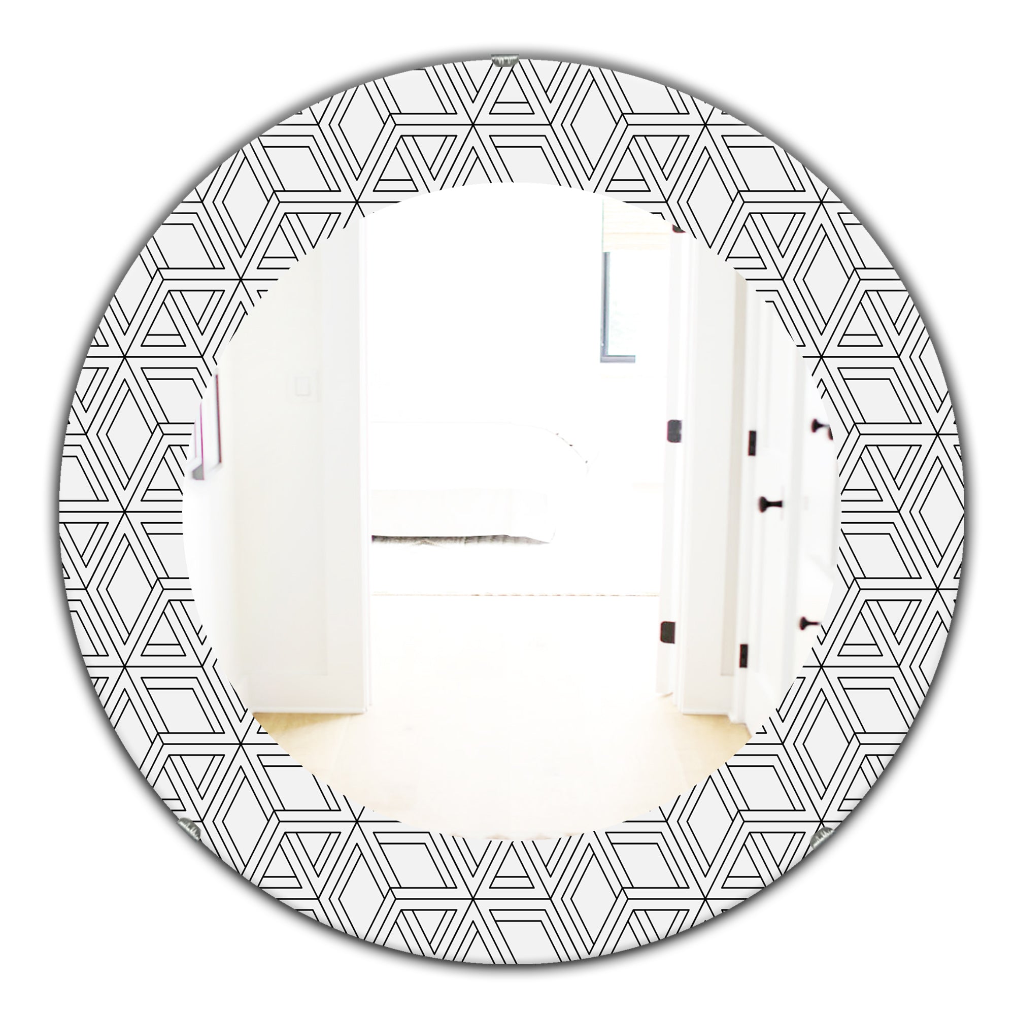Designart 'Black & White 2' Mid-Century Modern Mirror - Oval or Round Wall Mirror