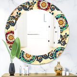 Designart 'Floral Paisley Ethnic' Bohemian and Eclectic Mirror - Oval or Round Wall Mirror
