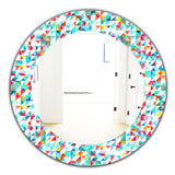 Designart 'Triangular Colourfields 11' Modern Mirror - Oval or Round Wall Mirror