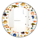 Designart 'Costal Creatures 12' Traditional Mirror - Oval or Round Wall Mirror