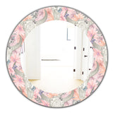 Designart 'Pink Blossom 25' Bohemian and Eclectic Mirror - Oval or Round Wall Mirror