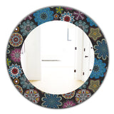 Designart 'Ornate Floral Texture' Bohemian and Eclectic Mirror - Oval or Round Wall Mirror