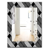 Designart 'Black and White Check Stipes Pattern' Modern Mirror - Oval or Round Wall Mirror