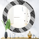 Designart 'Black and White Check Stipes Pattern' Modern Mirror - Oval or Round Wall Mirror