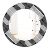 Designart 'Black and White Check Stipes Pattern' Modern Mirror - Oval or Round Wall Mirror