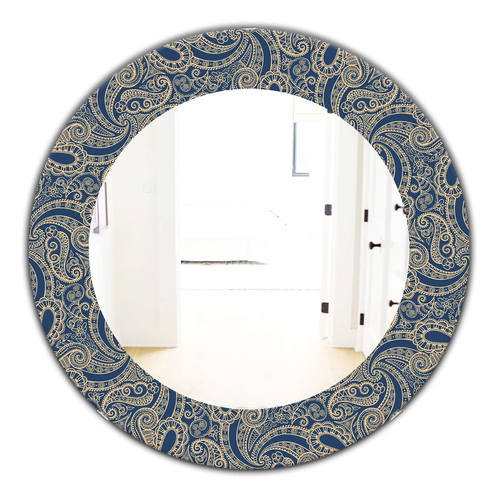 Designart 'Lace Pattern' Bohemian and Eclectic Mirror - Oval or Round Wall Mirror