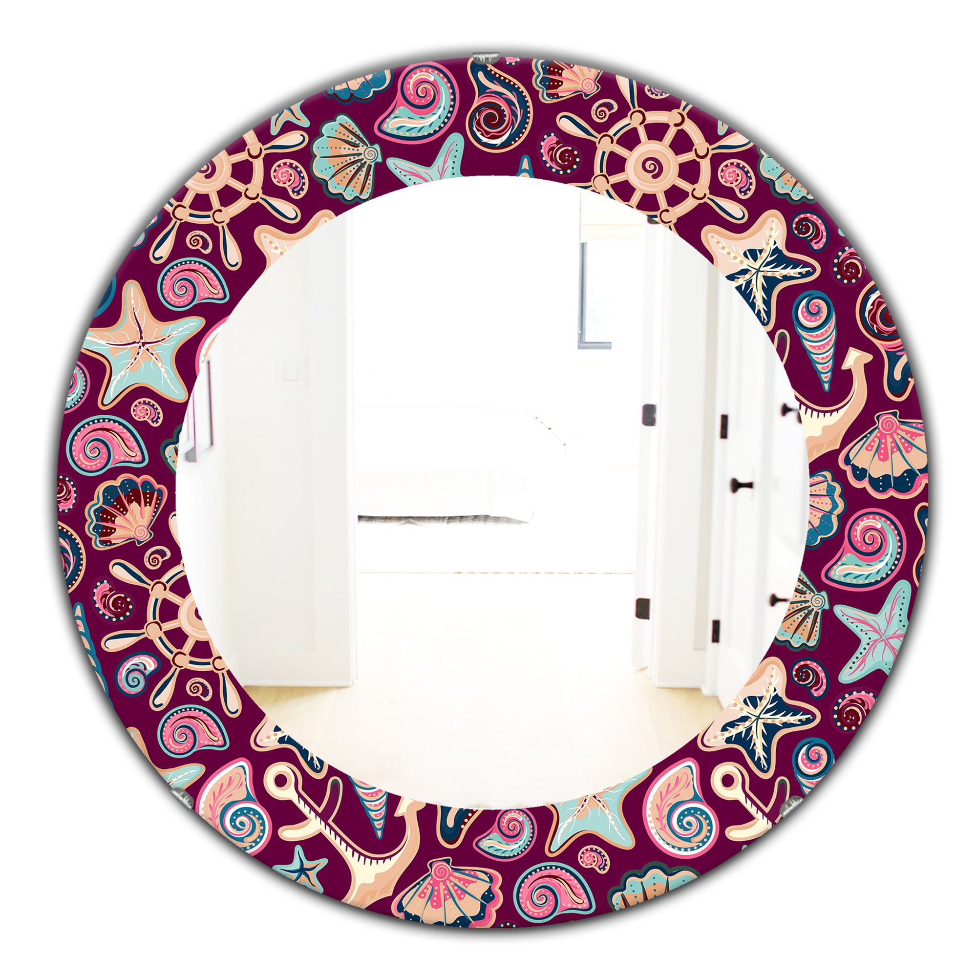 Designart 'Costal Creatures 13' Traditional Mirror - Oval or Round Wall Mirror