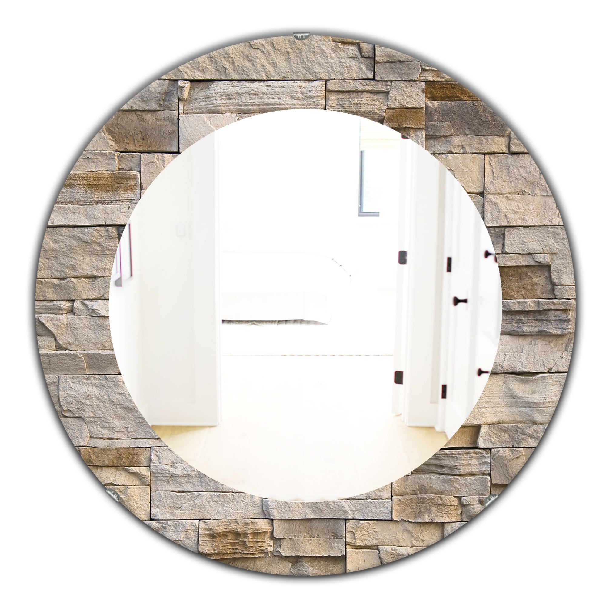 Designart 'Stone 1' Modern Mirror - Oval or Round Wall Mirror