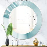 Designart 'Light Blue Waves 2' Modern Mirror - Oval or Round Wall Mirror