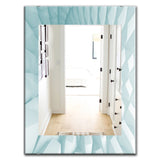 Designart 'Light Blue Waves 3' Modern Mirror - Oval or Round Wall Mirror