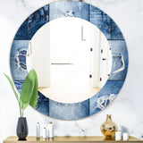 Designart 'Blue Jeans' Modern Mirror - Oval or Round Wall Mirror