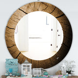 Designart 'Wood Curve' Traditional Mirror - Oval or Round Wall Mirror