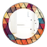 Designart 'Triangular Colourfields 22' Modern Mirror - Oval or Round Wall Mirror