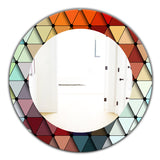 Designart 'Triangular Colourfields 23' Modern Mirror - Contemporary Oval or Round Bathroom Mirror