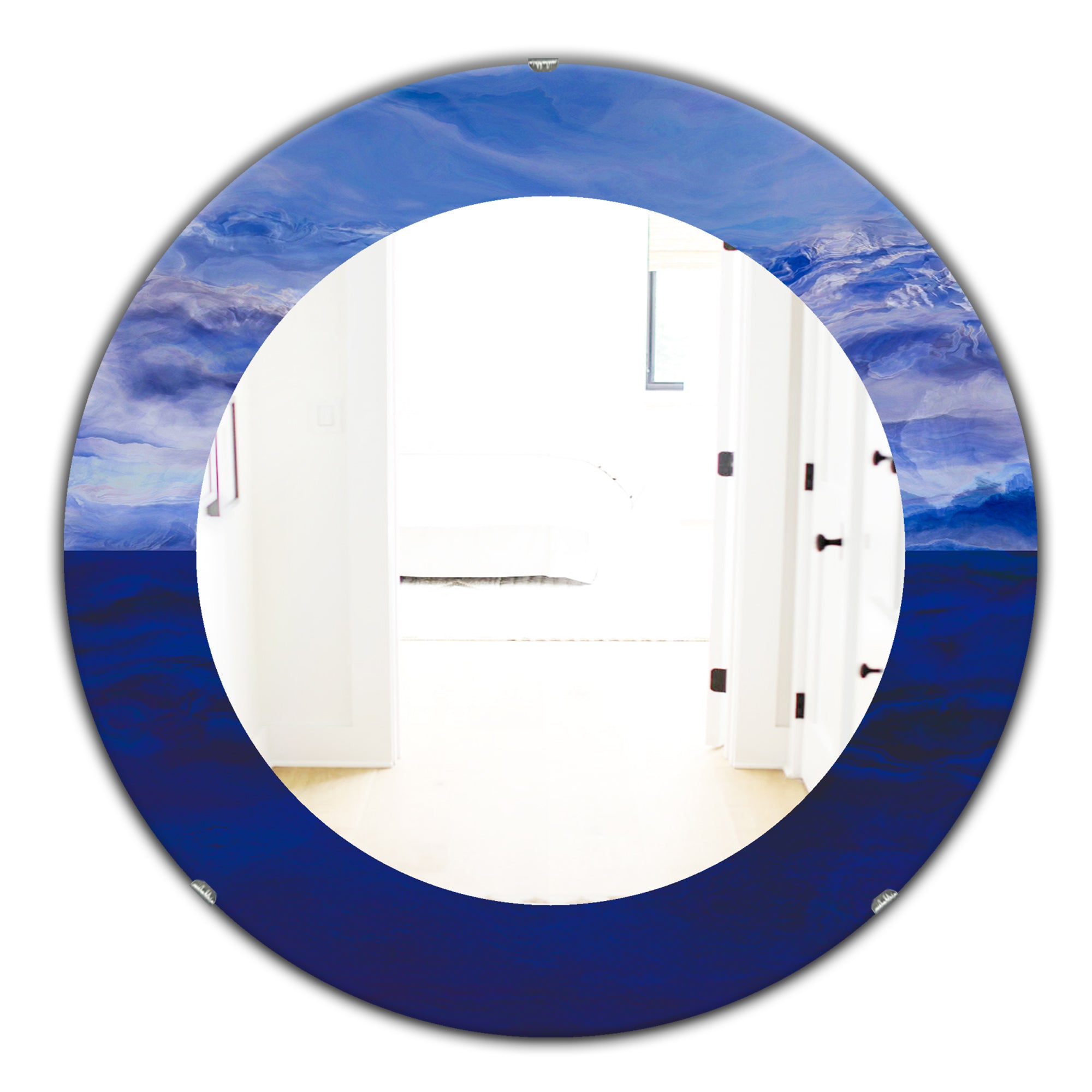 Designart 'Blue Vibe' Traditional Mirror - Oval or Round Wall Mirror
