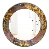 Designart 'Capital Gold Honeycomb 9' Modern Mirror - Contemporary Oval or Round Bathroom Mirror
